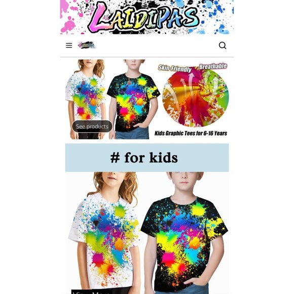 Tye Dye Tee Shirt LAIDIPAS Boys Girls 3D Graphic Crewneck T-Shirt Silky Size 16 - Picture 2 of 5